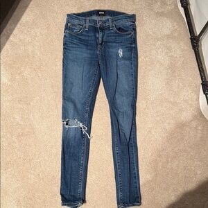 Hudson Jeans Medium Blue Ripped Skinny Jeans